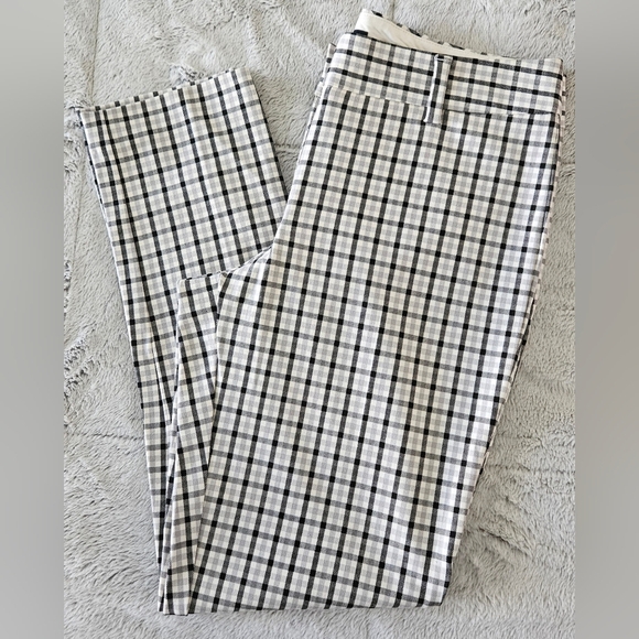 Lands' End Pants - Lands’ End Women’s Plaid Pants Size 12 Fit 2 Slim Leg Black White.